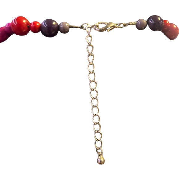 Vintage Beaded Necklace Earth Tones with Pink and Purple - Picture 3 of 4
